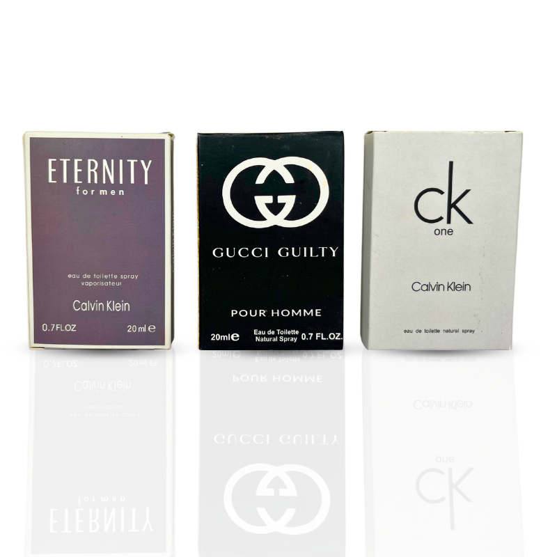 3 Testers (CK Eternity Men, Gucci Guilty, CK One)