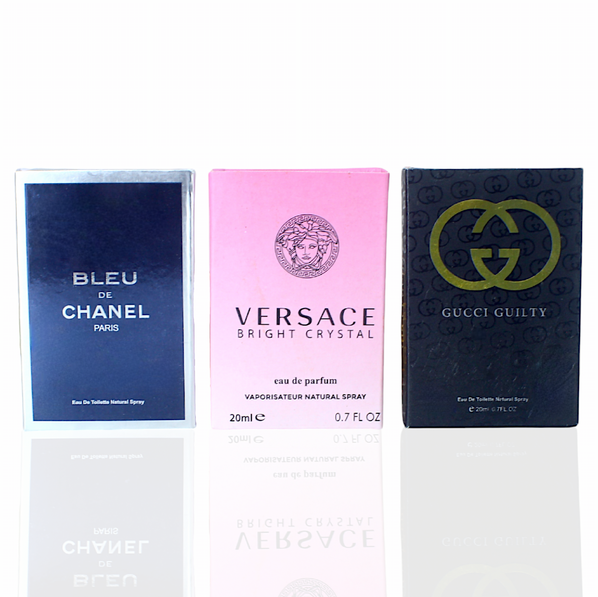 3 Testers (Versace Bright Crystal, Gucci Guilty, Bleu de Chanel)