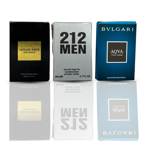3 Testers (Armani Privé Royal Oud, 212 Men, Bvlgari Aqva Pour Homme)