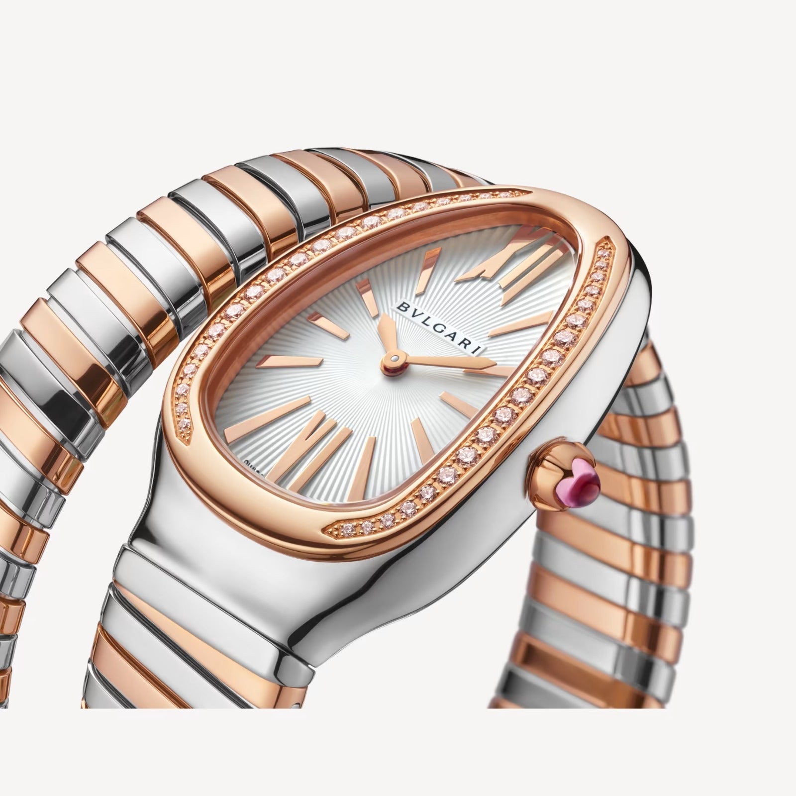 Bvlgari Serpenti Tubogas Watch Dual tone Chain White Dial