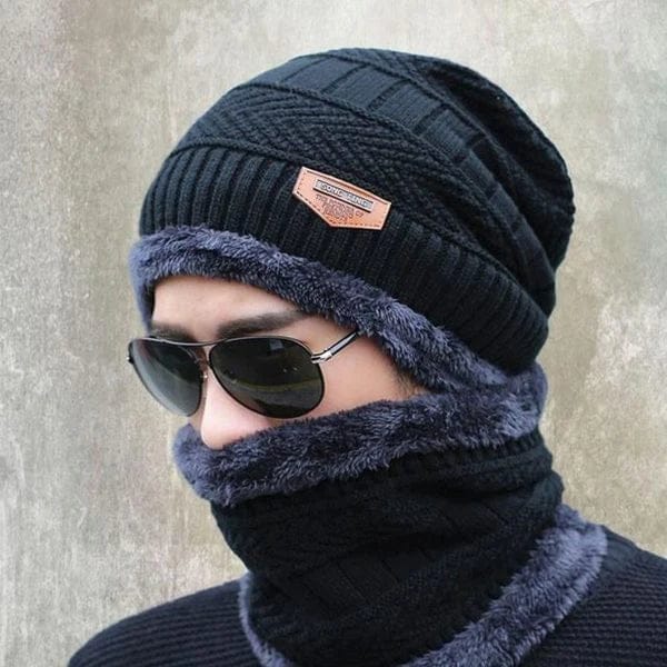 Beanie Cap Set, Wool Cap With Neck Warmer - ZIOR