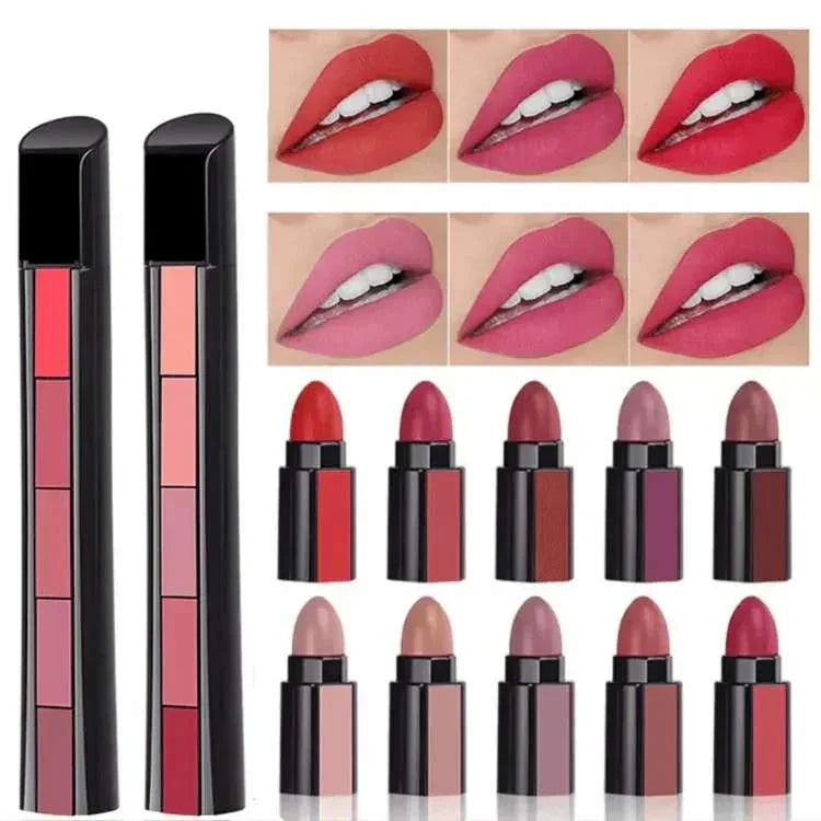 5 in 1 Matte Waterproof Lipstick Set - ZIOR