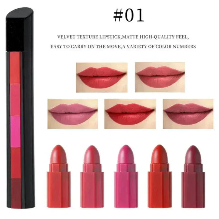 5 in 1 Matte Waterproof Lipstick Set - ZIOR